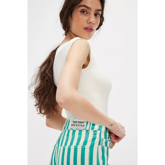 Free People The Tiny Big Sister Striped Berta Long Jeans NEW $192! - Picture 4 of 5